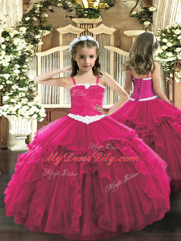 Red Sleeveless Ruffles Floor Length Quinceanera Dresses