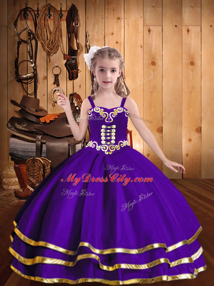 Glorious Organza Sleeveless Floor Length Little Girl Pageant Gowns and Beading and Ruffled Layers