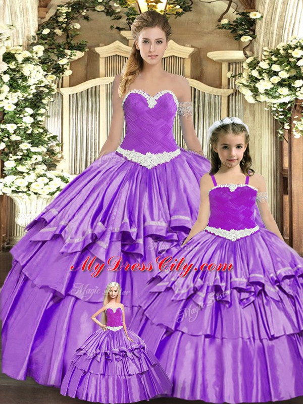 Eggplant Purple Sweetheart Neckline Ruching Quinceanera Dress Sleeveless Lace Up