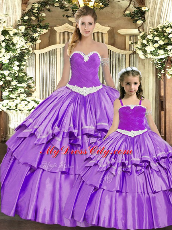 Eggplant Purple Sweetheart Neckline Ruching Quinceanera Dress Sleeveless Lace Up