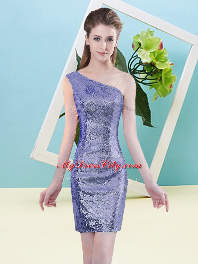 One Shoulder Sleeveless Sequined Prom Party Dress Sequins Zipper