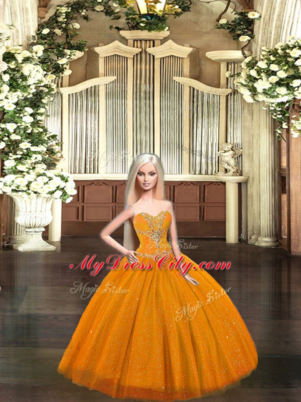 Rust Red Sleeveless Floor Length Beading Lace Up Quinceanera Gowns