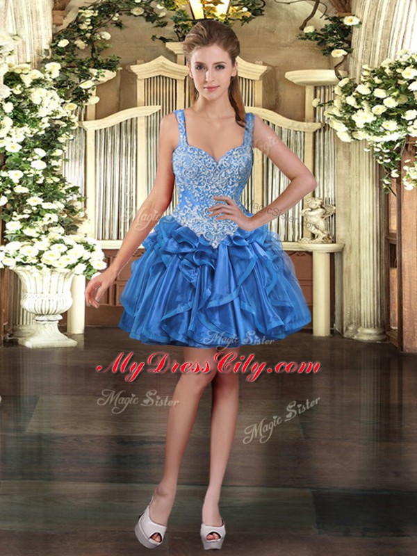 Organza Sleeveless Mini Length and Beading and Ruffles