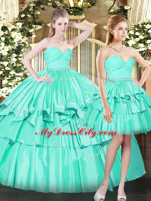 Romantic Aqua Blue Organza Lace Up Sweet 16 Quinceanera Dress Sleeveless Floor Length Ruching