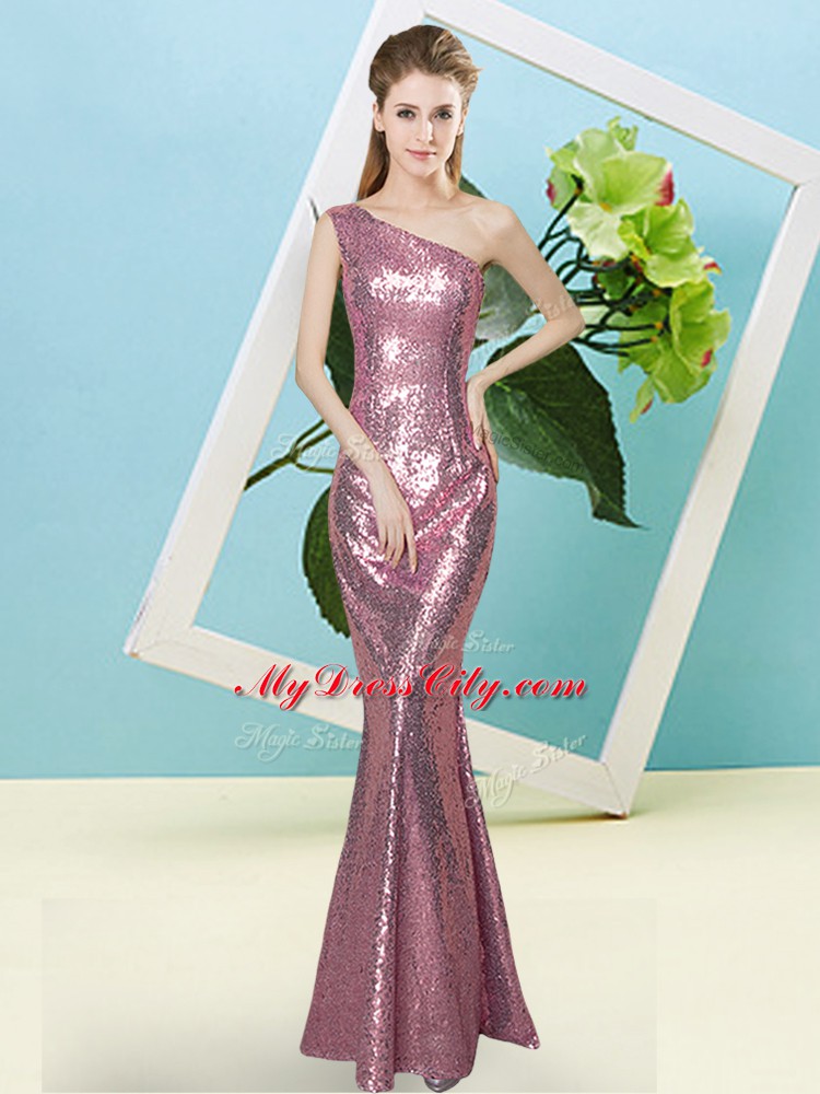 Ideal Sleeveless Sequins Zipper Prom Dresses