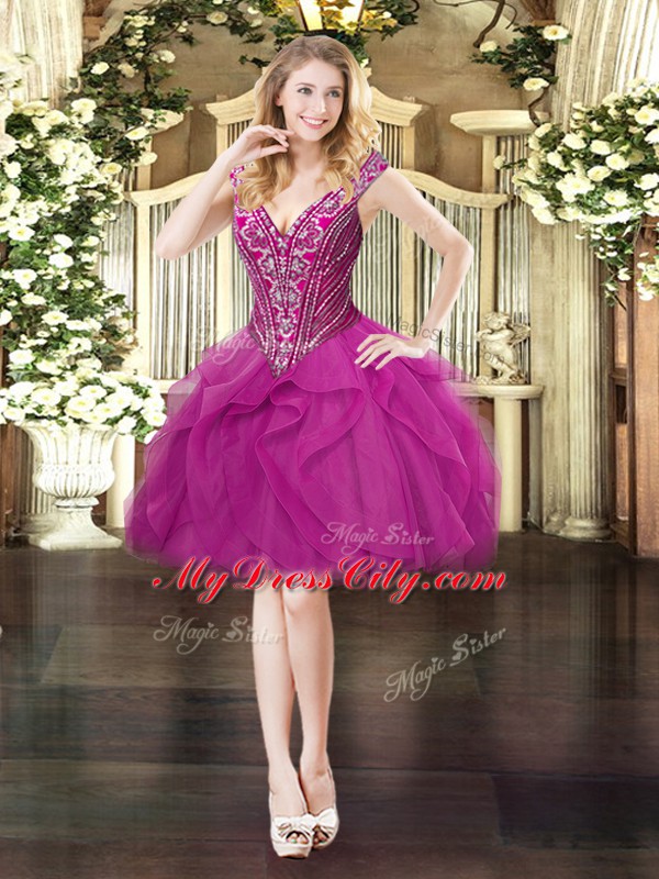 Super Sleeveless Lace Up Floor Length Beading and Ruffles Sweet 16 Dresses