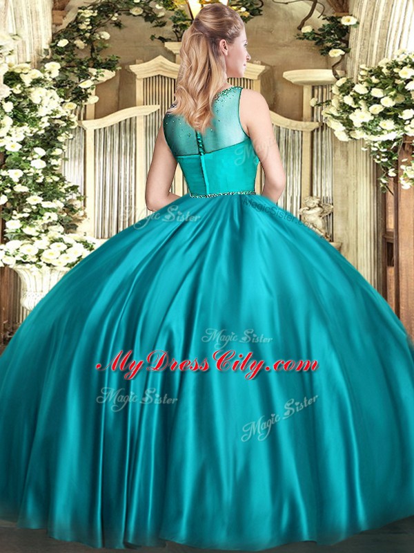 Floor Length Quinceanera Dresses Scoop Sleeveless Zipper