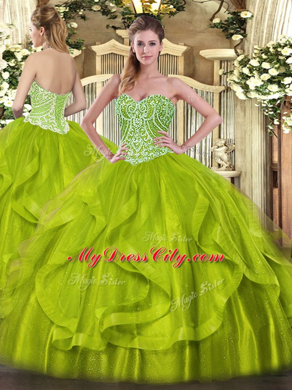 Custom Fit Sleeveless Lace Up Floor Length Ruffles Vestidos de Quinceanera