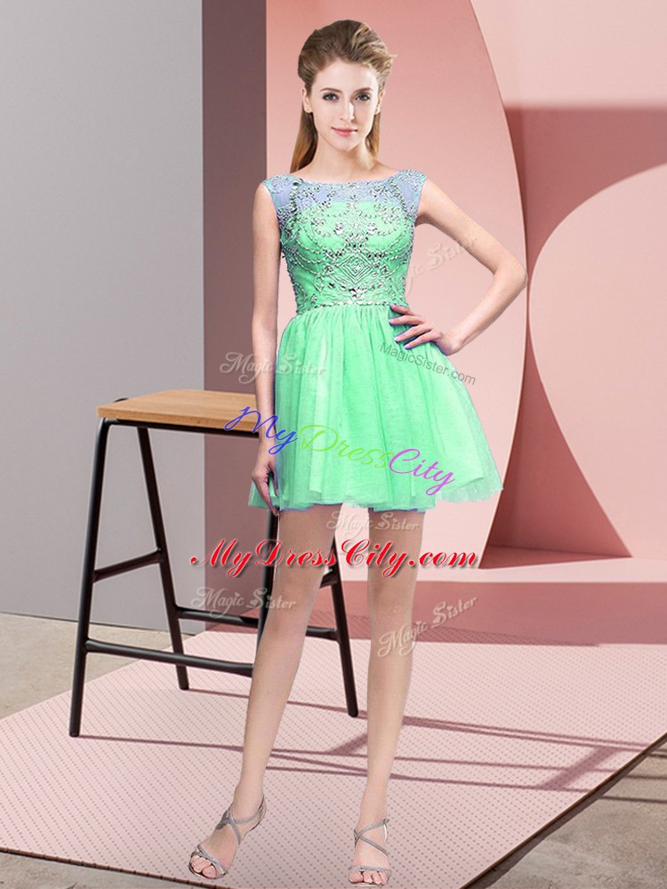 Mini Length A-line Sleeveless Apple Green Prom Dress Zipper