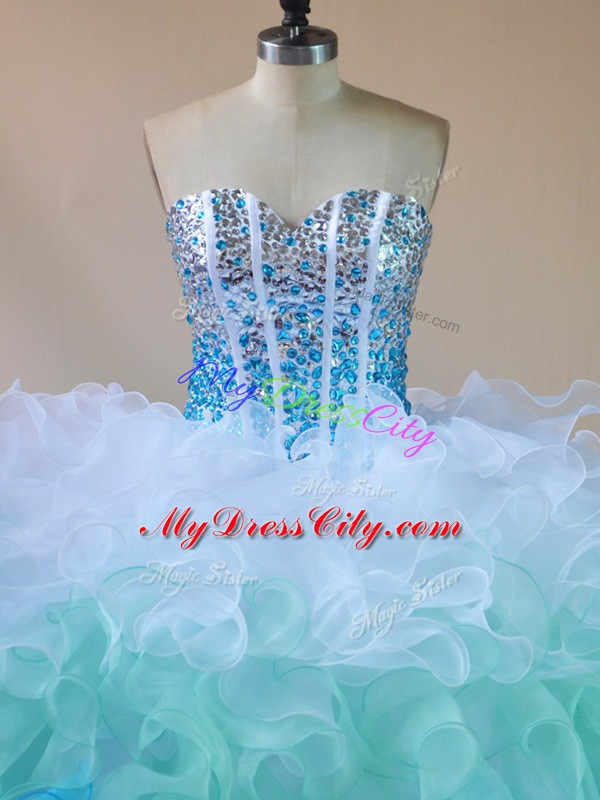 Floor Length Multi-color 15th Birthday Dress Sweetheart Sleeveless Lace Up