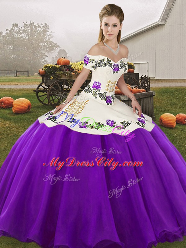 Fabulous Sleeveless Embroidery Lace Up Vestidos de Quinceanera