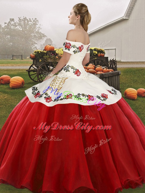 Fabulous Sleeveless Embroidery Lace Up Vestidos de Quinceanera