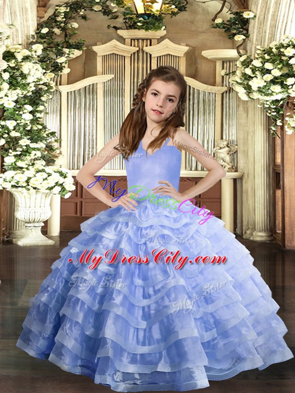 Discount Ruffled Layers Glitz Pageant Dress Lavender Lace Up Sleeveless Floor Length