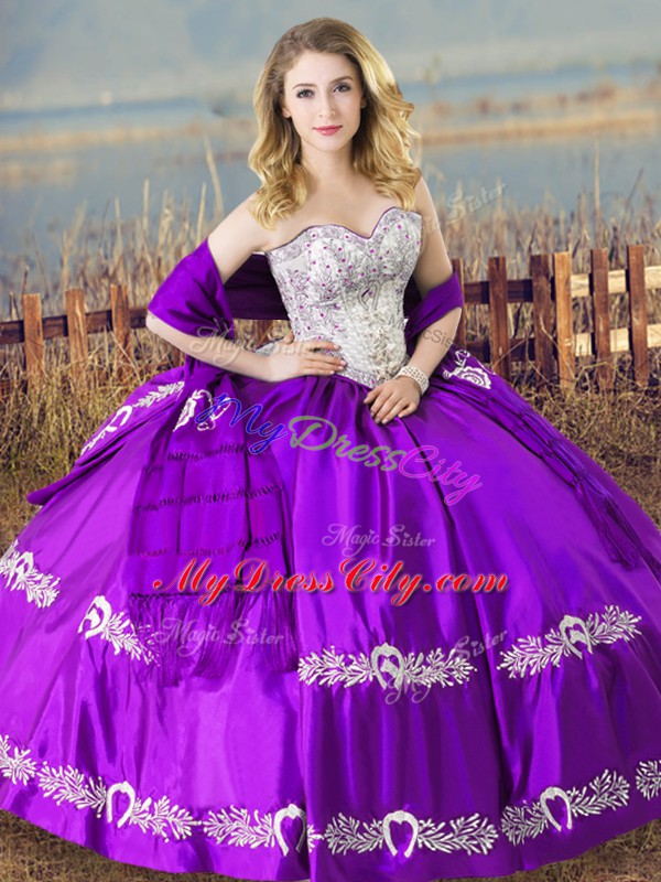 Smart Sleeveless Lace Up Floor Length Beading and Embroidery Sweet 16 Quinceanera Dress