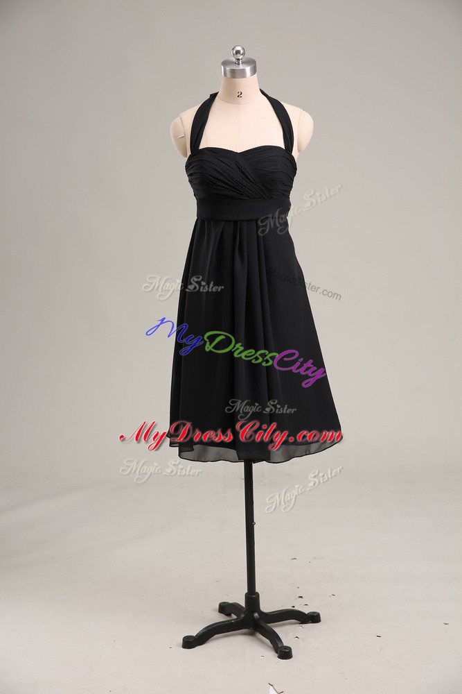 Black Sleeveless Ruching Mini Length Prom Party Dress