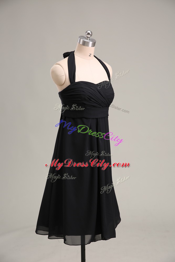 Black Sleeveless Ruching Mini Length Prom Party Dress