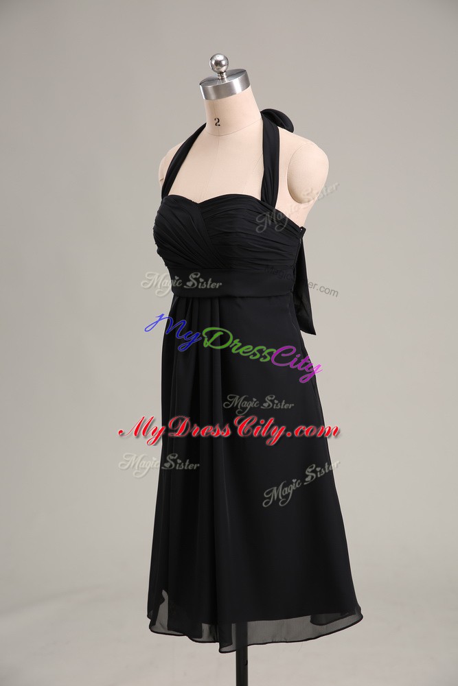 Black Sleeveless Ruching Mini Length Prom Party Dress