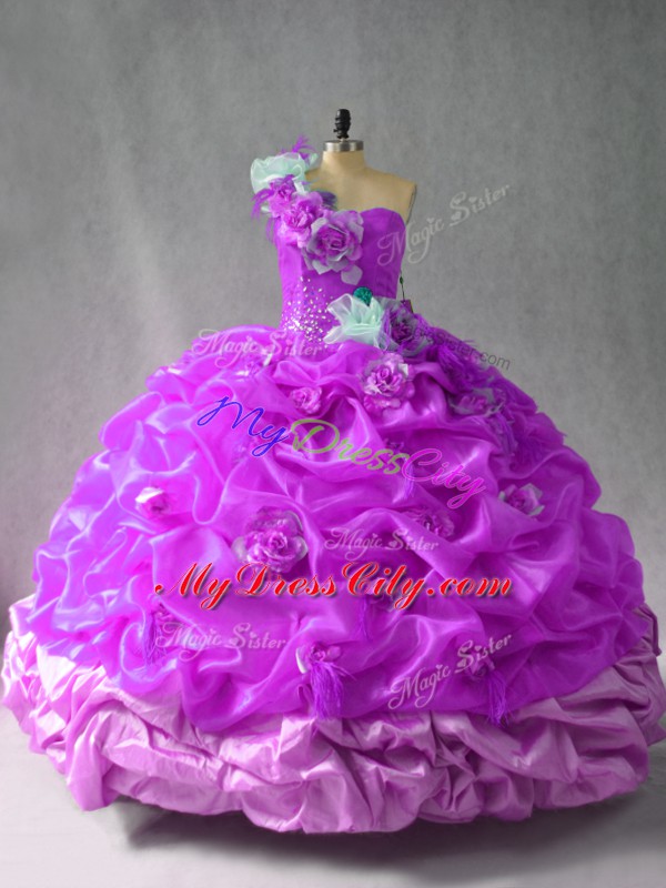 Unique Floor Length Ball Gowns Sleeveless Purple Sweet 16 Dress Lace Up