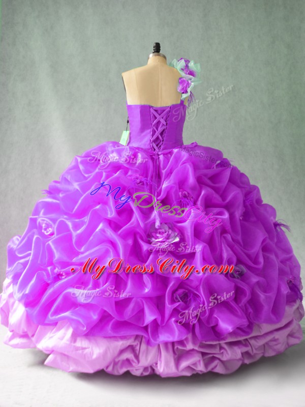 Unique Floor Length Ball Gowns Sleeveless Purple Sweet 16 Dress Lace Up