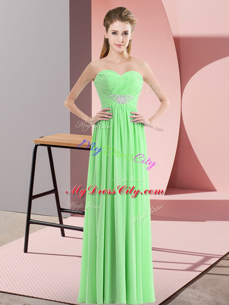 Trendy Empire Prom Dress Sweetheart Chiffon Sleeveless Floor Length Zipper