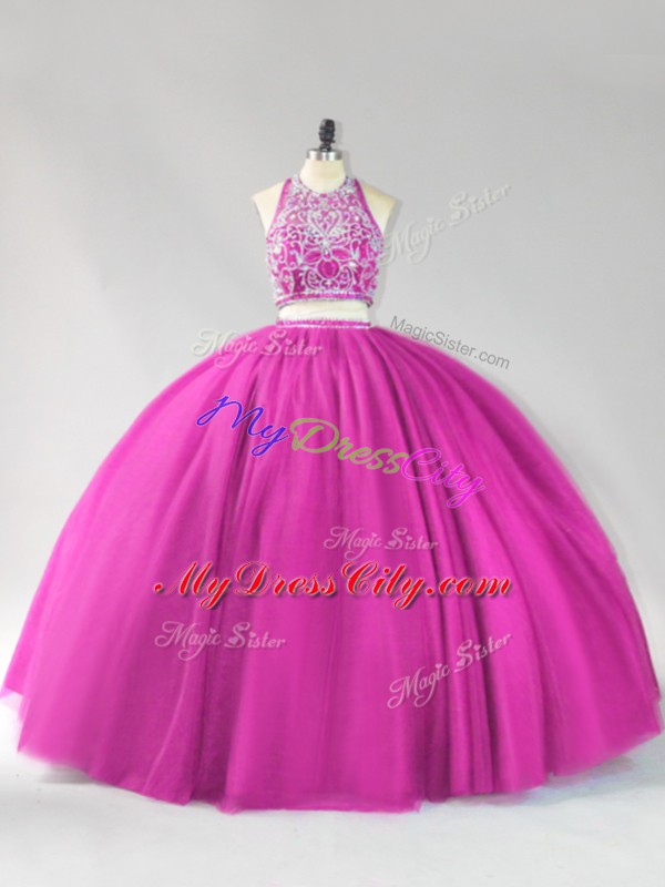 Ideal Sleeveless Beading Backless Sweet 16 Dress