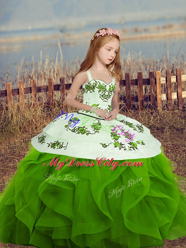 Modern Green Sleeveless Lace Up Pageant Gowns For Girls for Party and Sweet 16 and Wedding Party