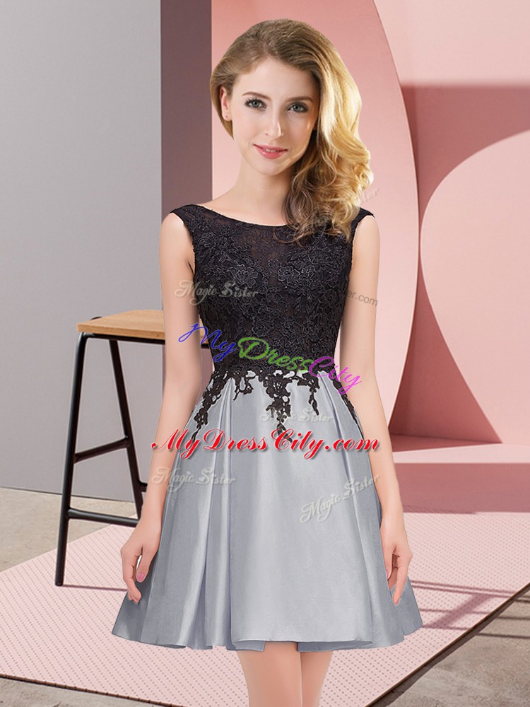 Inexpensive Grey Sleeveless Satin Zipper Bridesmaid Dress for Wedding Party