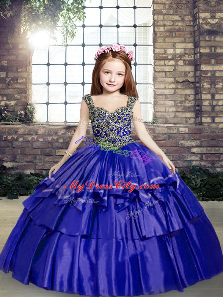 Pretty Taffeta Sleeveless Kids Formal Wear and Beading