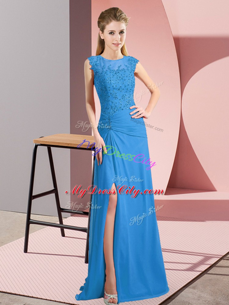 Enchanting Sleeveless Zipper Floor Length Lace and Appliques Evening Dresses