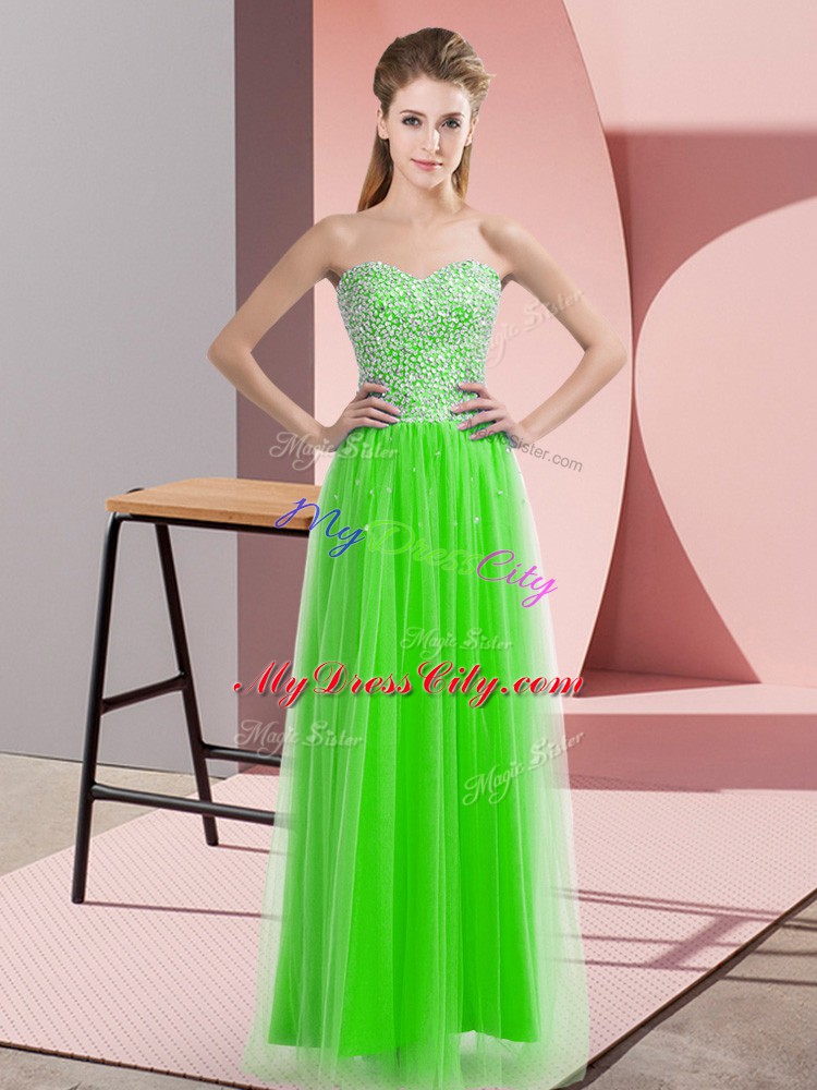 Latest Empire Evening Outfits Sweetheart Tulle Sleeveless Floor Length Lace Up