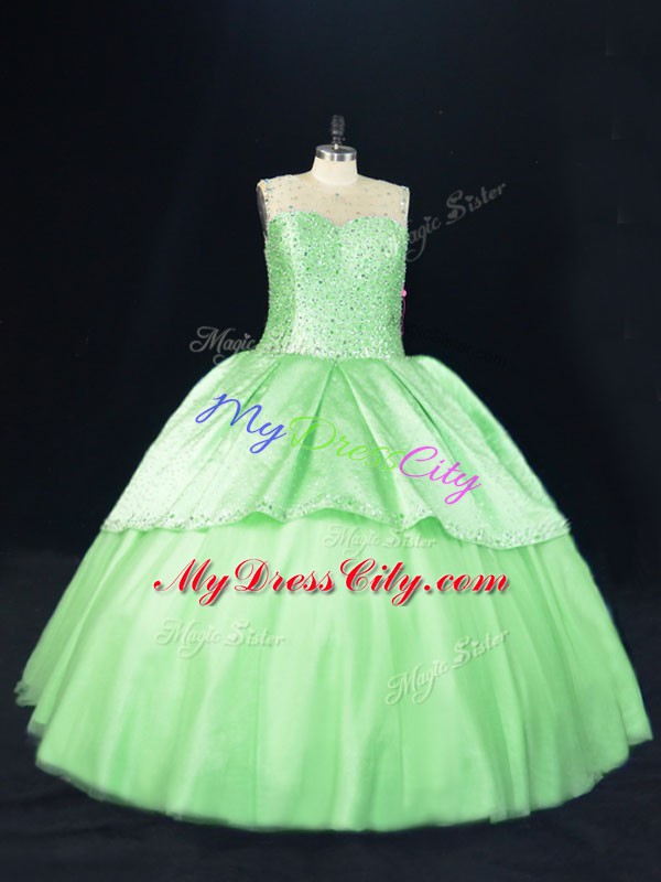 Sleeveless Tulle Lace Up 15 Quinceanera Dress for Sweet 16 and Quinceanera