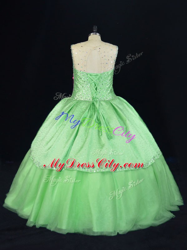 Sleeveless Tulle Lace Up 15 Quinceanera Dress for Sweet 16 and Quinceanera