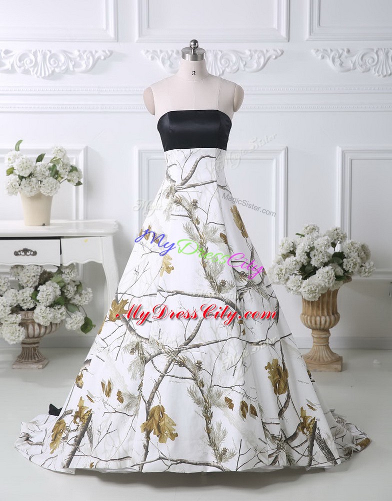 Multi-color Lace Up Bridal Gown Pattern Sleeveless Brush Train