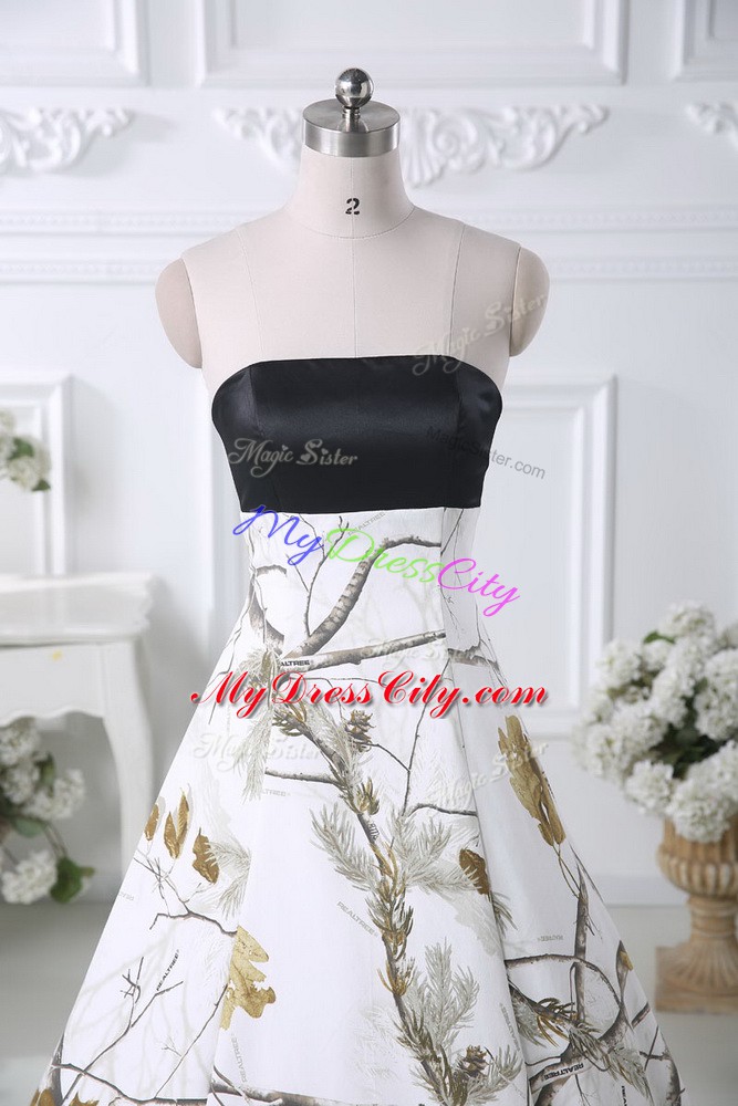 Multi-color Lace Up Bridal Gown Pattern Sleeveless Brush Train