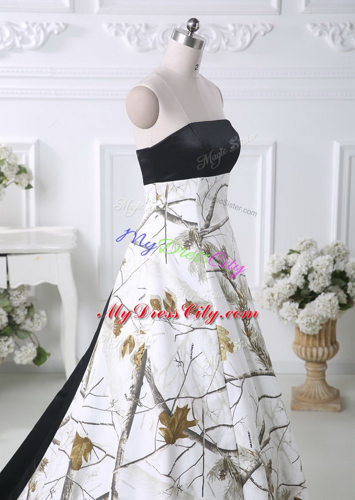 Multi-color Lace Up Bridal Gown Pattern Sleeveless Brush Train