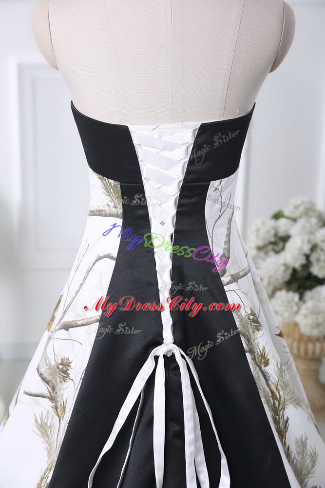 Multi-color Lace Up Bridal Gown Pattern Sleeveless Brush Train