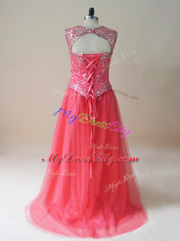 Tulle Sleeveless Prom Dress and Beading