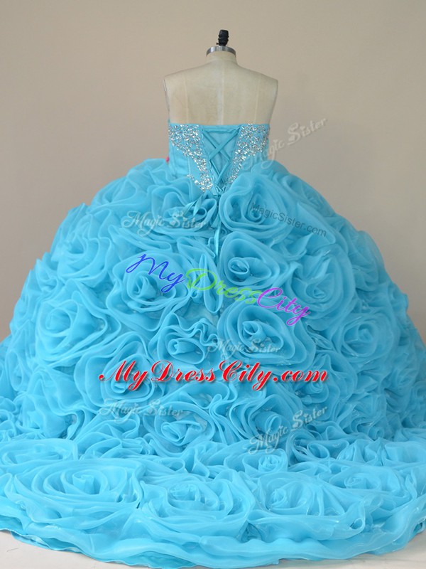 Baby Blue Sleeveless Beading Side Zipper Sweet 16 Dresses