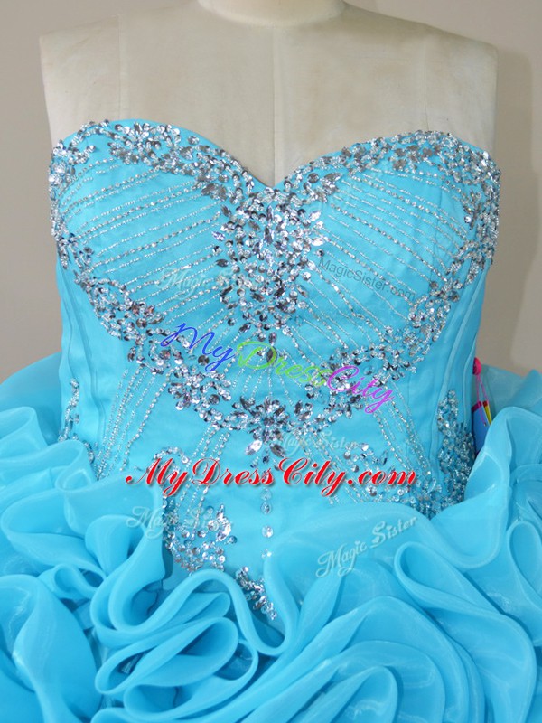 Baby Blue Sleeveless Beading Side Zipper Sweet 16 Dresses