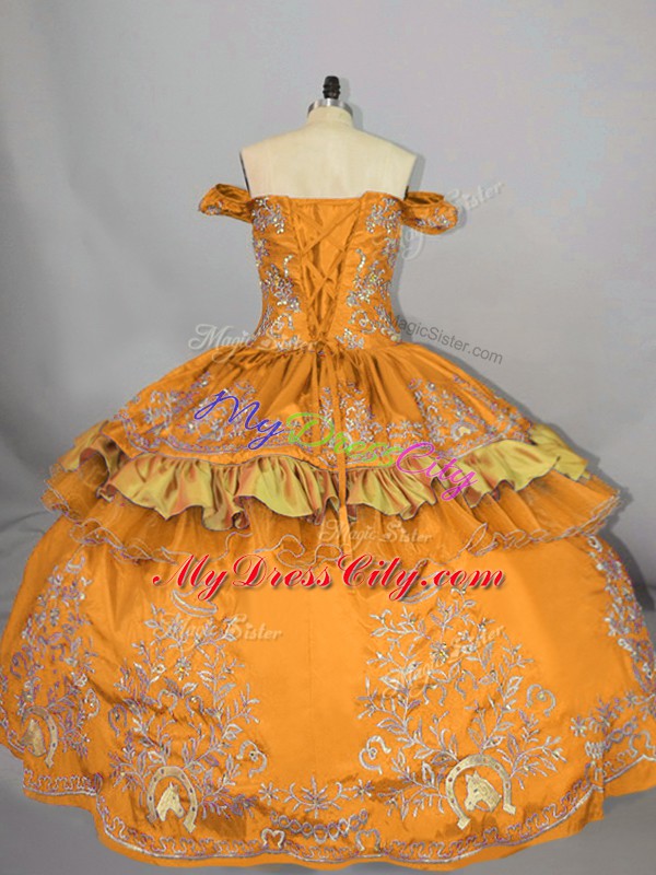 Sleeveless Lace Up Floor Length Embroidery Sweet 16 Dress