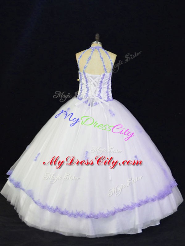 Best Selling Tulle Sleeveless Floor Length 15 Quinceanera Dress and Appliques