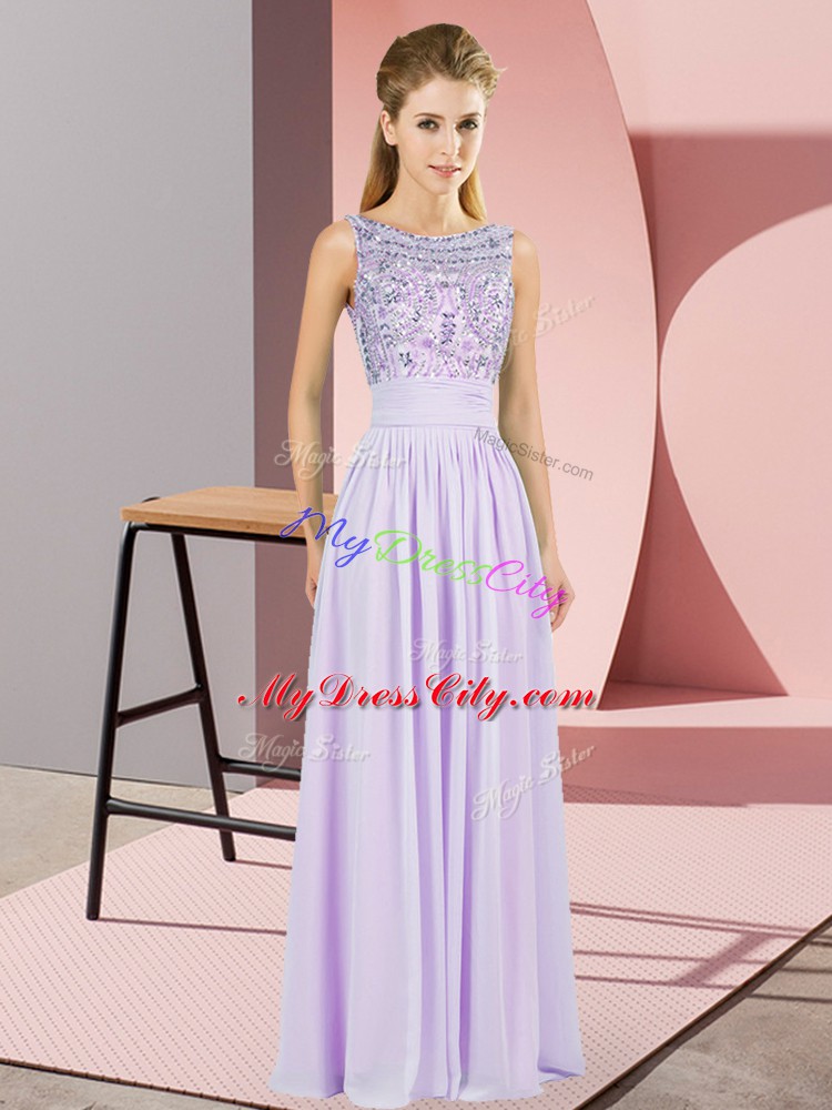 Great Empire Lavender Scoop Chiffon Sleeveless Backless