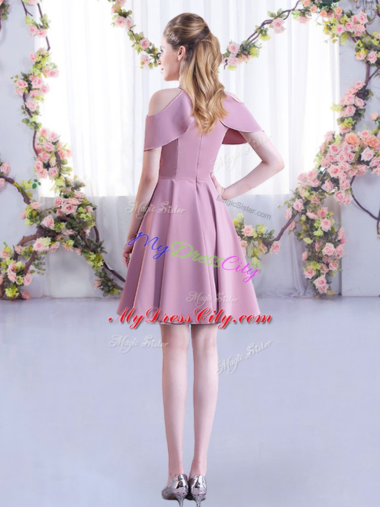 Lavender Zipper High-neck Ruching Dama Dress for Quinceanera Chiffon Short Sleeves