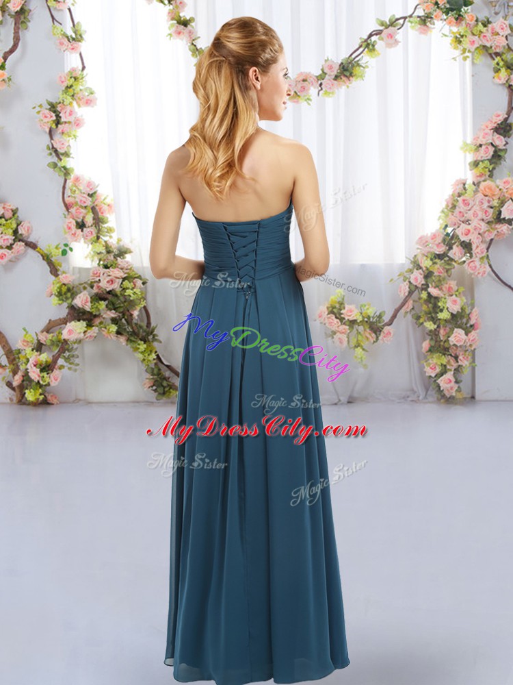 Delicate Floor Length Olive Green Wedding Party Dress Chiffon Sleeveless Ruffles