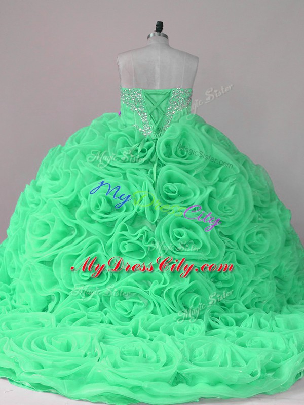 Ball Gowns Sleeveless Quinceanera Gowns Brush Train Lace Up