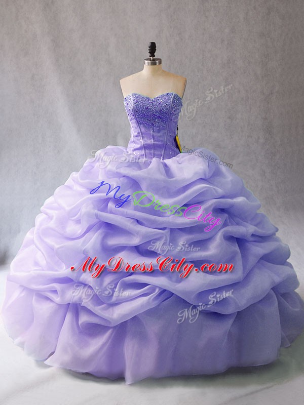 Lavender Sweet 16 Dresses Strapless Sleeveless Lace Up