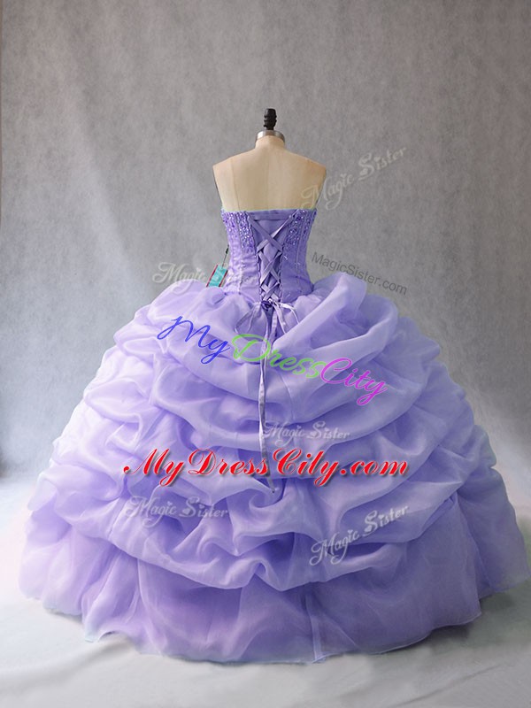 Lavender Sweet 16 Dresses Strapless Sleeveless Lace Up