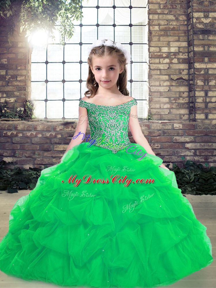 Simple Sleeveless Lace Up Floor Length Pick Ups Little Girl Pageant Gowns