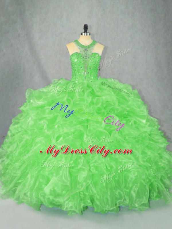 Sexy Scoop Sleeveless Zipper 15 Quinceanera Dress Organza