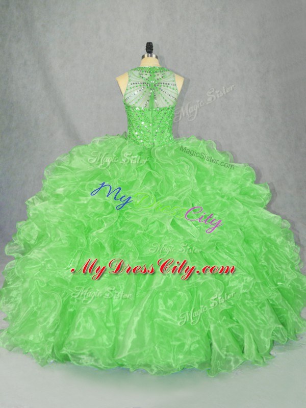 Sexy Scoop Sleeveless Zipper 15 Quinceanera Dress Organza